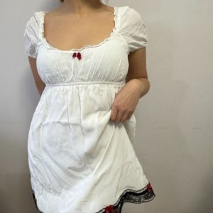Aritzia white bow lace coquette dress